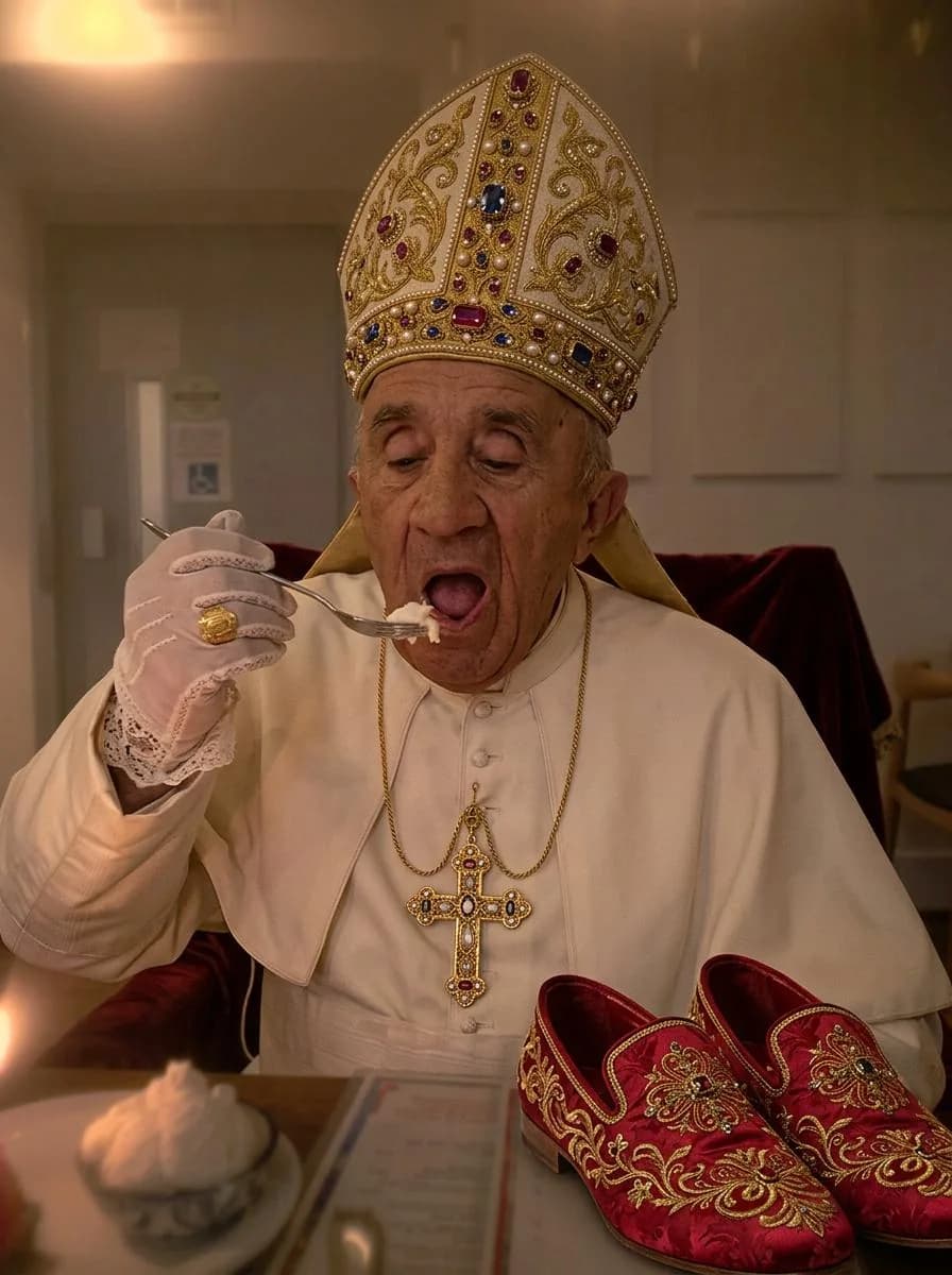 Grandfather portrait reimagined as a pope